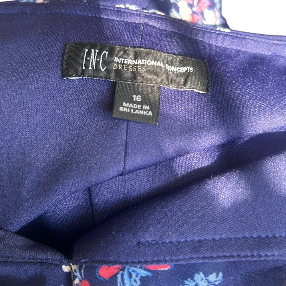 INC International Concepts Womens Dress Blue Floral 16 Chiffon Wedding Guest - Picture 9 of 9